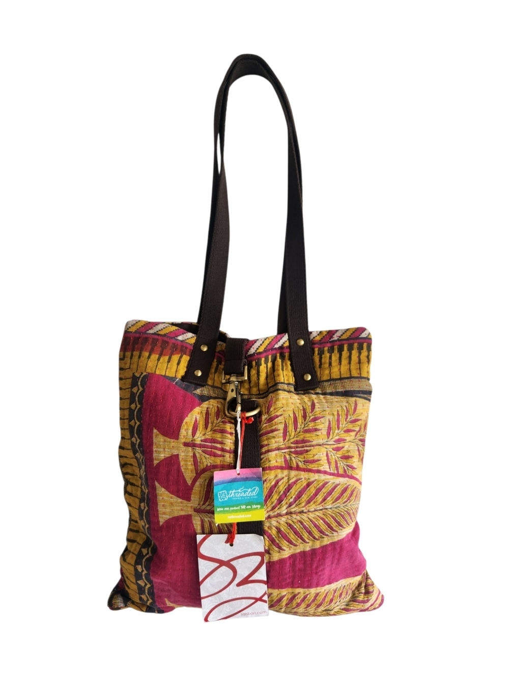 NWT Sari Bari Free Trade Hand Made Upcycled Tote Bag Made in India